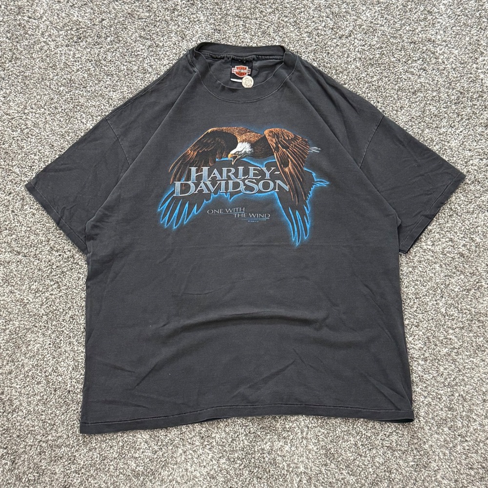 Vintage 90s Harley Davidson Eagle 3D Emblem Big Moose Portland T-Shirt Mens XXL